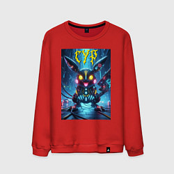 Свитшот хлопковый мужской Cyber horror - Pikachu, цвет: красный