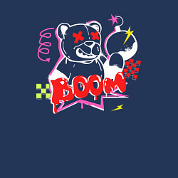 Свитшот хлопковый мужской Граффити взрывной медведь, цвет: тёмно-синий — фото 2