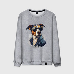 Мужской свитшот Брутальный джек рассел в стиле cyberpunk