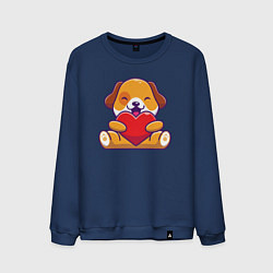Свитшот хлопковый мужской Собачка и сердечко, цвет: тёмно-синий