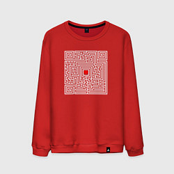 Свитшот хлопковый мужской Сердце в лабиринте куар кода, цвет: красный