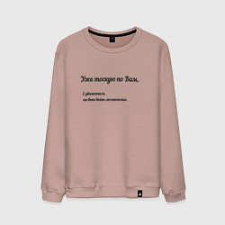 Свитшот хлопковый мужской Меланхолия, цвет: пыльно-розовый