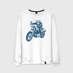Мужской свитшот Высокогорная корова байкер на мотоцикле чоппере