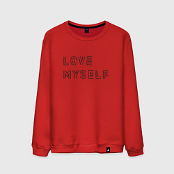 Свитшот хлопковый мужской BTS love myself надпись, цвет: красный