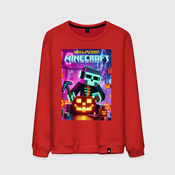Свитшот хлопковый мужской Skeleton and pumpkin - neon glow, цвет: красный