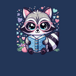 Свитшот хлопковый мужской Енот читающий книгу, цвет: тёмно-синий — фото 2