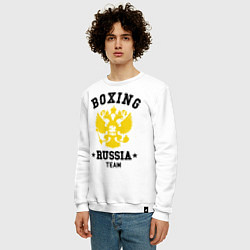 Свитшот хлопковый мужской Boxing Russia Team, цвет: белый — фото 2