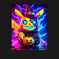 Свитшот хлопковый мужской Пикачу киберпанк зомби - неоновое свечение, цвет: черный — фото 2