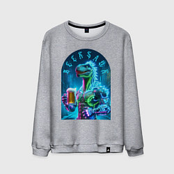 Мужской свитшот Neon beersaur - ai art fantasy