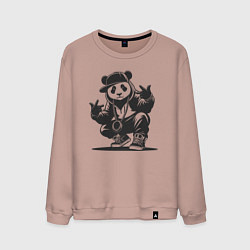 Свитшот хлопковый мужской Панда хип-хоп, цвет: пыльно-розовый