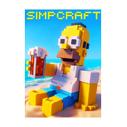 Свитшот хлопковый мужской Minecraft and Simpsons collaboration - ai art, цвет: белый — фото 2