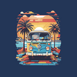 Свитшот хлопковый мужской Фольксваген на восходе солнца ретро, цвет: тёмно-синий — фото 2