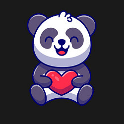 Свитшот хлопковый мужской Весёлая панда с сердцем, цвет: черный — фото 2