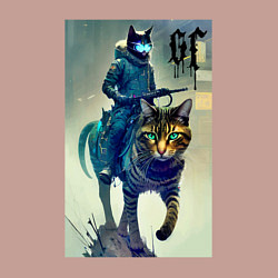 Свитшот хлопковый мужской Cat forces - ai art fantasy, цвет: пыльно-розовый — фото 2