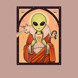 Свитшот хлопковый мужской Пришелец и кот-единорог, цвет: пыльно-розовый — фото 2