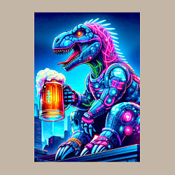 Свитшот хлопковый мужской Cyber tyrannosaur with a mug of beer - ai art fant, цвет: миндальный — фото 2