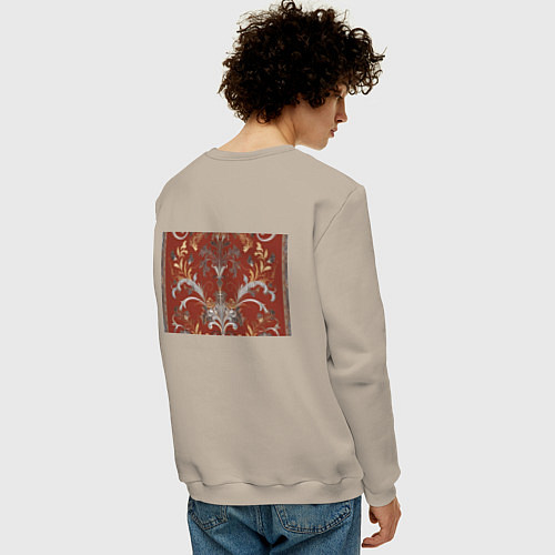 Мужской свитшот Изысканный орнамент ковер / Миндальный – фото 4