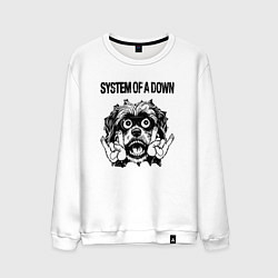 Свитшот хлопковый мужской System of a Down - rock dog, цвет: белый