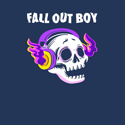 Свитшот хлопковый мужской Fall Out Boy - неоновый череп, цвет: тёмно-синий — фото 2