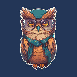 Свитшот хлопковый мужской Сова хипстер в очках, цвет: тёмно-синий — фото 2