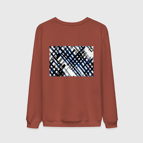Мужской свитшот Косая клетка бело-синяя / Кирпичный – фото 2