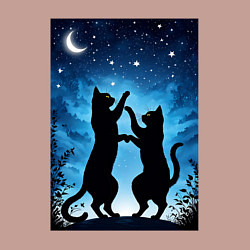 Свитшот хлопковый мужской Танцующие коты под звёздным небом, цвет: пыльно-розовый — фото 2