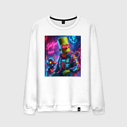 Мужской свитшот Барт Симпсон с котом роботом - нейроарт