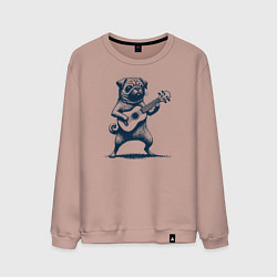 Мужской свитшот Мопс с гитарой укулеле