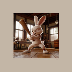 Свитшот хлопковый мужской Заяц и бейсбол, цвет: миндальный — фото 2