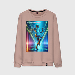 Свитшот хлопковый мужской Cool cyber dancer - neon glow, цвет: пыльно-розовый