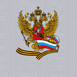 Свитшот хлопковый мужской Двуглавый орел, флаг России и георгиевская лента, цвет: меланж — фото 2