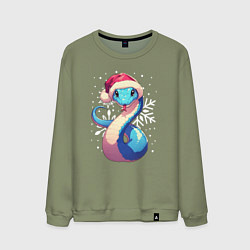 Мужской свитшот Синяя змея с снежинками