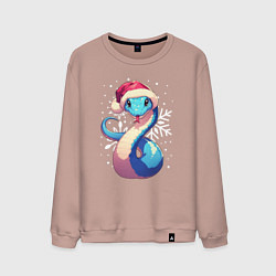 Мужской свитшот Синяя змея с снежинками