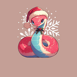 Свитшот хлопковый мужской Красная змея с снежинками, цвет: пыльно-розовый — фото 2