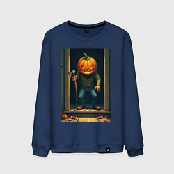 Свитшот хлопковый мужской Монстр с косой, цвет: тёмно-синий