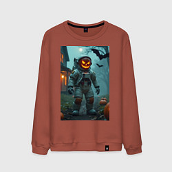 Свитшот хлопковый мужской Тыква Джек космонавт, цвет: кирпичный