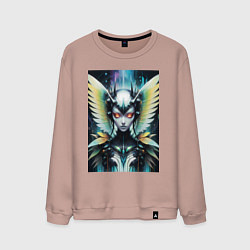 Мужской свитшот Киберпанк девушка робот стрекоза