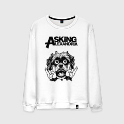 Свитшот хлопковый мужской Asking Alexandria - rock dog, цвет: белый