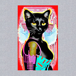 Свитшот хлопковый мужской Фигуристая чёрная кошечка в стиле поп-арт, цвет: меланж — фото 2