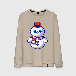 Свитшот хлопковый мужской Милый снеговик, цвет: миндальный