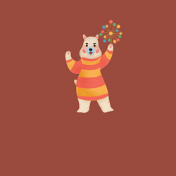 Свитшот хлопковый мужской Белый медведик, цвет: кирпичный — фото 2