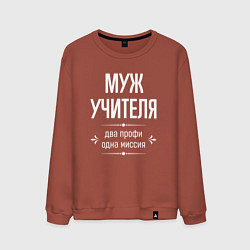 Свитшот хлопковый мужской Муж учителя одна миссия, цвет: кирпичный