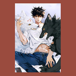 Свитшот хлопковый мужской Магическая битва Мэгуми Фусигуро арт, цвет: кирпичный — фото 2