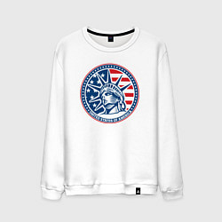 Свитшот хлопковый мужской USA flag New York, цвет: белый