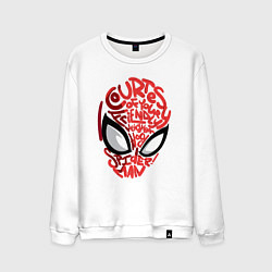 Свитшот хлопковый мужской Spider-Man text, цвет: белый