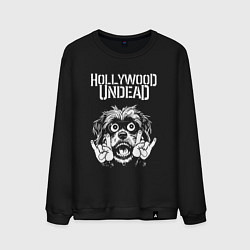 Свитшот хлопковый мужской Hollywood Undead rock dog, цвет: черный