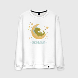 Мужской свитшот Динозаврик спит на луне