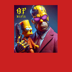 Свитшот хлопковый мужской Гомер Симпсон с сыном Бартом - мафия бессмертна, цвет: красный — фото 2