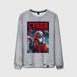 Мужской свитшот Cyber Santa with a gun - ai art