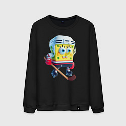 Свитшот хлопковый мужской Губка Боб хоккейный нападающий - нейроарт, цвет: черный